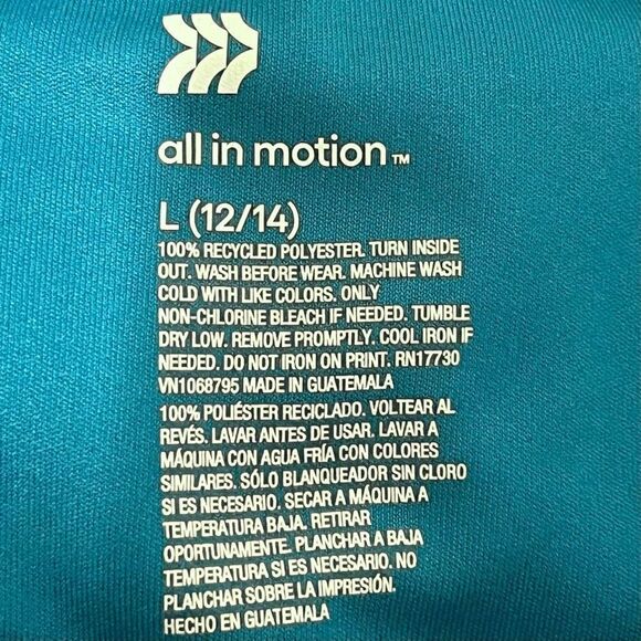 All In Motion Boys Top Teal Colored With Basketball Terms Sz L (12/14) - Picture 3 of 3